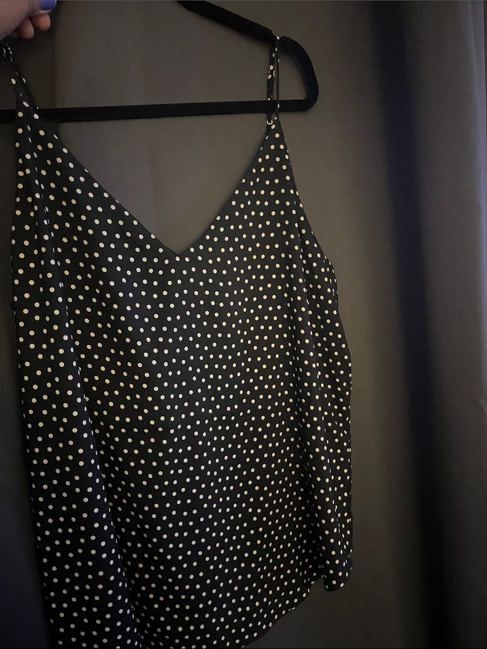 Express Black and White Polka Dot V-Neck Cami